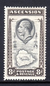 Ascension Island + 1934 +  sg 27 +   8d value  + Lightly Hinged  + cv £4.50 