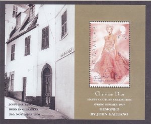 Gibraltar 739 MNH 1997 Dior Fashion Designs Souvenir Sheet