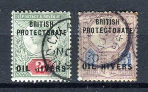 Nigeria, Oil Rivers 1892. 2d & 5d stamps. Used. SG3, SG5.