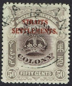 STRAITS SETTLEMENTS 1906 CROWN 50C USED 