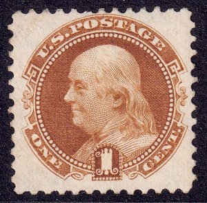 US Scott 123, 1875 Franklin, 1c buff, UNUSED NG