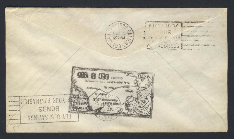 U.S.A. / Philippines 1935 1st Day Cover 5x Stamps 6cts 2x10-30 cts + 1-Peso