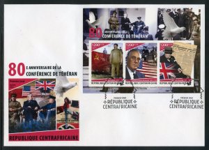 CENTRAL AFRICA  2023 80th ANN OF TEHERAN CONFERENCE FDR CHURCHILL STALIN SHT FDC