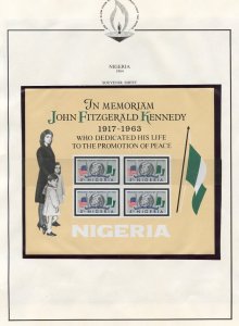 NIGERIA 1964 JOHN F. KENNEDY MEMORIAL SOUVENIR SHEET MINT NH