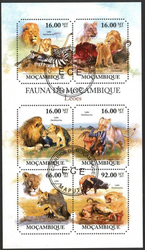 Mozambique 2011 Wild Cats Lions Sheet Used / CTO