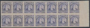 ARGENTINA 1888-91 Sc 77 MARGINAL IMPERF BLOCK OF 14 PROOF ULTRAMARINE UNSD F,VF