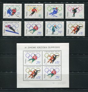 Poland 1198 - 1205 Innsbruck Olympic Games Stamp Set and Sheet MNH 1964