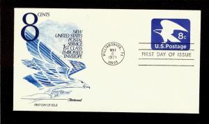 FIRST DAY COVER #U557 8c Eagle Stamped Envelope U/A FLEETWOOD FDC 1971