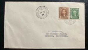 1937 Canadian Fieldpost Sussex Camp Cover To Oakland Ca Usa