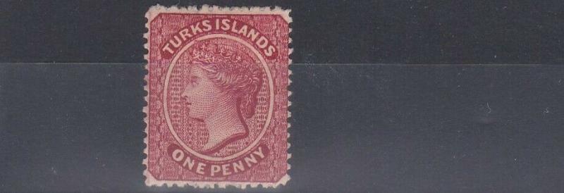 TURKS & CAICOS  1887 - 89    S G 58  1D  CRIMSON LAKE  NO GUM  CAT £42   