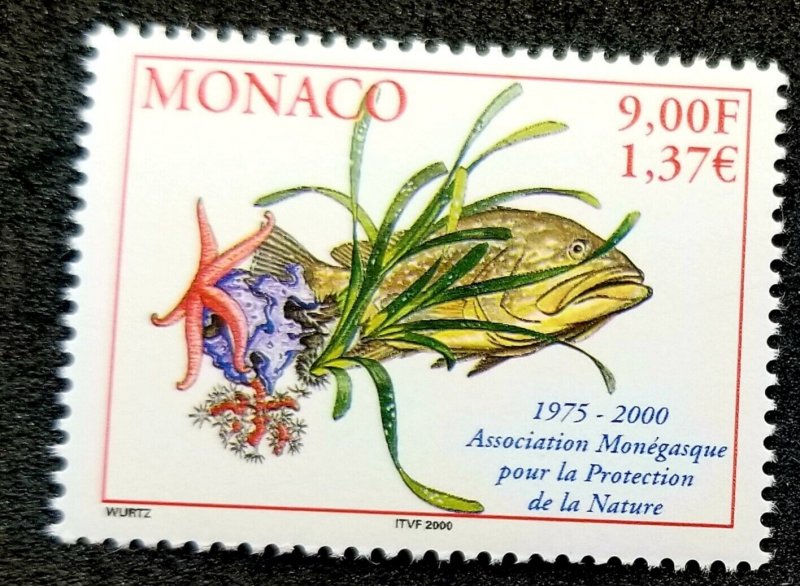 Monaco 25 Years National Nature Conservation Union 2000 Fish Marine (stamp) MNH