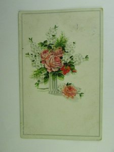 Jan. 1918 Denmark Used colored postcard Holbaek to Copenhagen Flowers in a vase