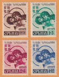 SERBIA 2NB11 - 2NB14 OCCUPATION SEMI-POSTALS  MINT HINGED OG * 1942 SET OF FOUR