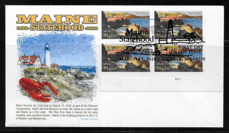 United States 5456 200th Maine Statehood Plate Block Panda FDC First Day Cover