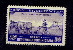 DOMINICAN REPUBLIC SCOTT#329 1937 3c PEACE LABOR & PROGRESS - USED