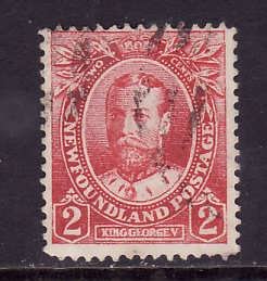 Newfoundland-Sc#105b-used 2c rose red KGV -1911-id#10-