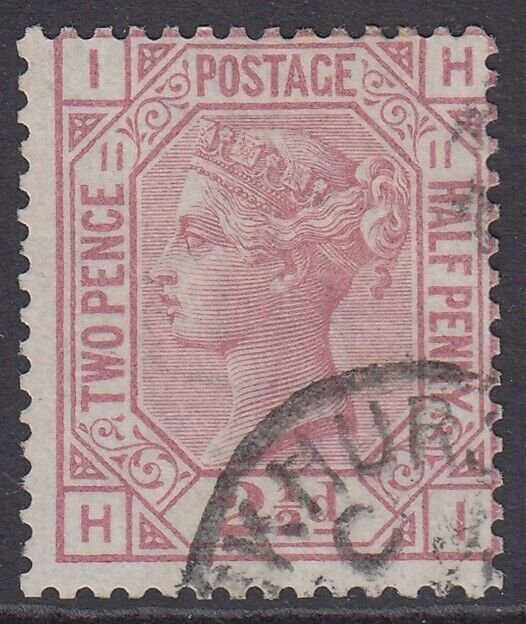 SG 141 2½d rosy-mauve plate 11. Very fine used part CDS, leaving Queens...