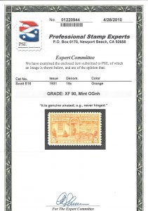 E16 Mint,OG,NH... PSE graded XF 90... SMQ $25.00