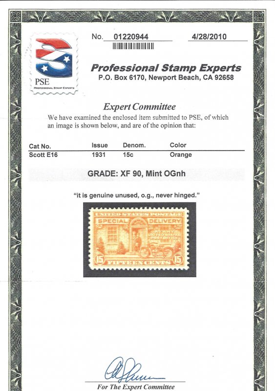 E16 Mint,OG,NH... PSE graded XF 90... SMQ $25.00