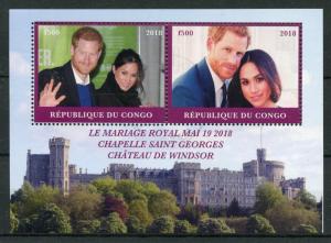Congo 2018 CTO Prince Harry & Meghan Royal Wedding 2v M/S Royalty Stamps