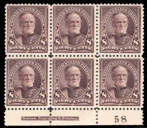 MOMEN: US STAMPS #258 PLATE BLOCK OF 6 MINT OG H LOT #71628