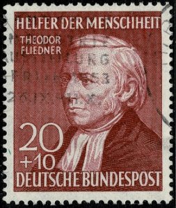 GERMANY 1952 HUMANITARIAN FUND 20pf+10pf USED (VFU) SG1084 Wmk.263 P.14 SUPERB