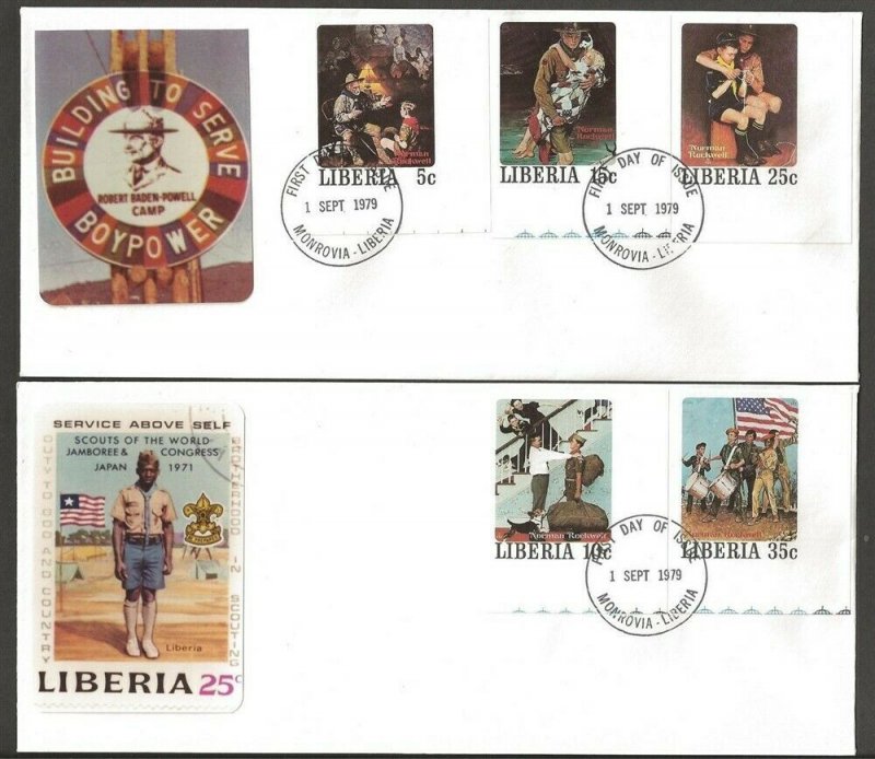 1979 Liberia Rockwell Imperforate Boy Scout set 50 on 20 FDC