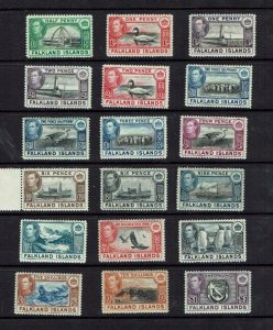 Falkland Islands: 1938 King George VI Definitive set, Mint Set