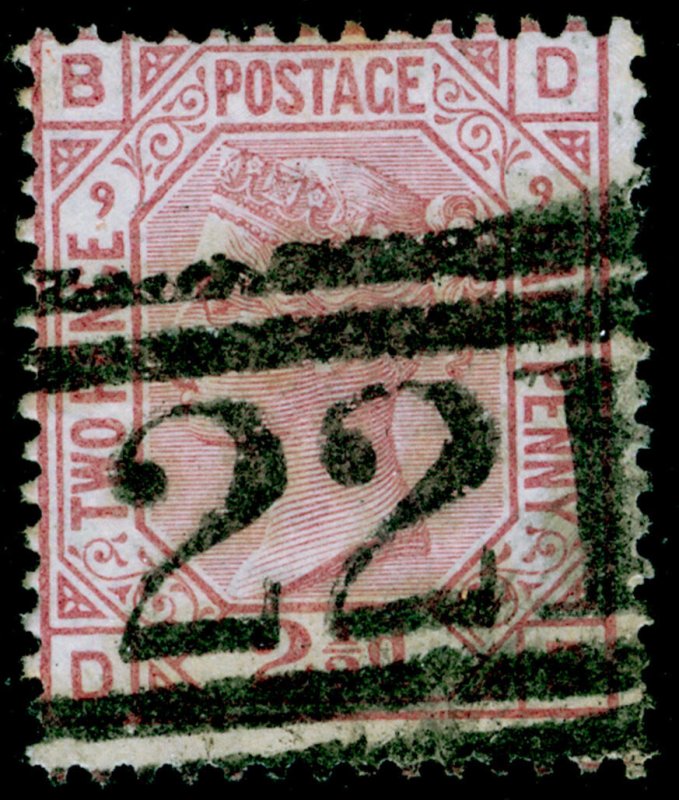 SG141, 2½d rosy mauve PLATE 9, USED. Cat £80. DB 