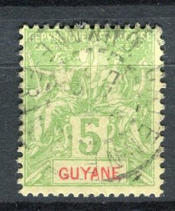 FRENCH GUIANA; 1890s classic Tablet type used Shade of 5c. value