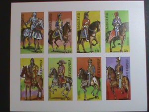 ​NAGALAND -ANCIENT SOLDIERS ON HORSE WITH UNIFORMS IMPERF MNH-MINI SHEET-VF #2