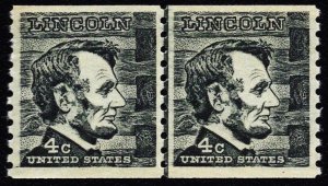 US 1303 MNH VF/XF 4 Cent Abraham Lincoln Line Pair