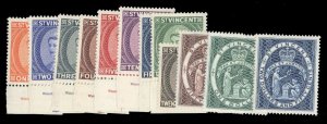 St. Vincent 186-197, $44, 1955 QEII, hinged
