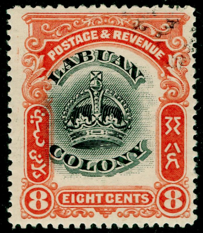 LABUAN SG121a, 8c black & vermilion, M MINT. P.14½