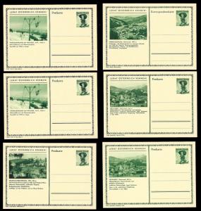 AUSTRIA (62) Scenery View Green 1 Shilling Postal Cards c1950s ALL MINT UNUSED