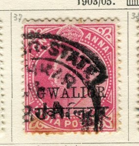 INDIA GWALIOR; 1903 early Ed VII issue fine used 1a. value