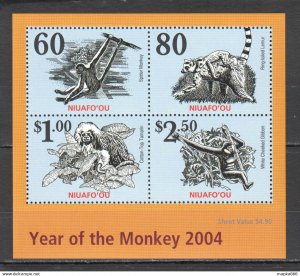 2004 Niuafo'Ou Fauna Animals Lunar Calendar Year Of The Monkey Kb ** Pm111