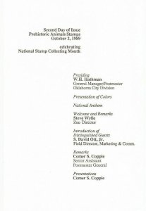 USPS Second Day Ceremony Program #2422-2425 Dinosaurs + FDC Oklahoma City 