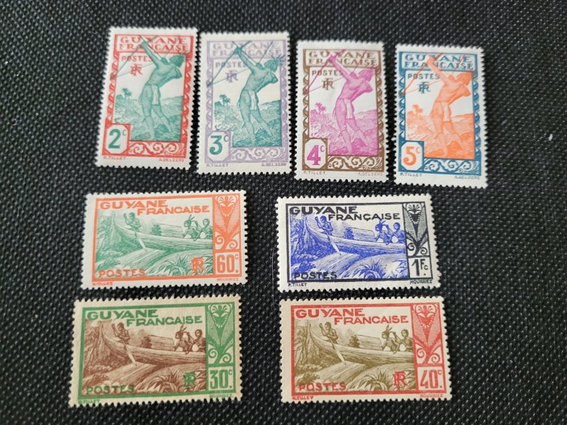 French Guiana 1929-40, unused , Native scenes & archer SCV$ 3.60