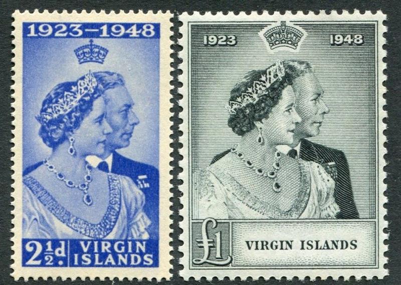 BRITISH VIRGIN ISLANDS-1948 Royal Silver Wedding Set Sg 124-125 LIGHTLY MOUNTED