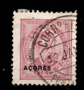 Azores Scott 63 Used perf 13.5 Black Overprint on Red Violet