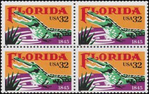 US 2950 Statehood Florida 32c block 4 MNH 1995