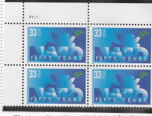 US #3354 33c NATO 50 Years  plate block of 4 (MNH) CV $2.60