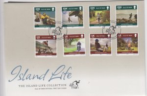 Isle of Man -  2009,  Island Life  set of 8 self adhesive,  on FDC