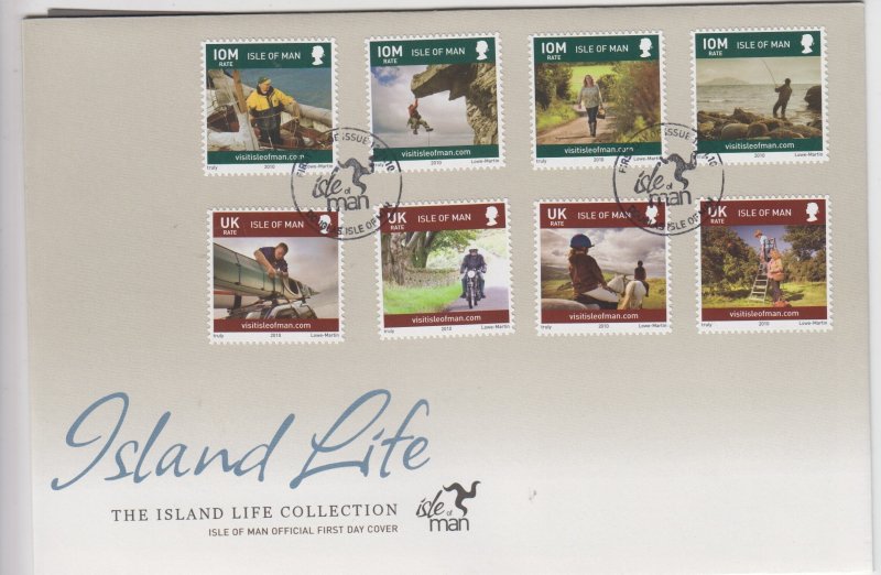 Isle of Man -  2009,  Island Life  set of 8 self adhesive,  on FDC