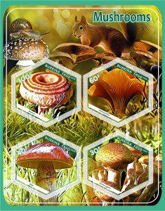 Stamps.  Mushrooms, animals  2018 1+1 sheets perforated