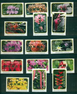 Cook Islands 2010 Flower definitive set with OHMS grn opt #O88-102 MNH CV $34.10