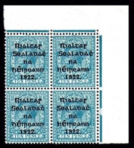 1922 Thom blue-black 10d extremely rare corner block of 4 with wide DAC.