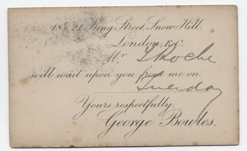 1892 London England 1/2d postal card machine Hoster cancel [y9016]