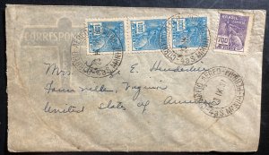 1937 Pernambuco Brazil Airmail Cover to Virgina Usa